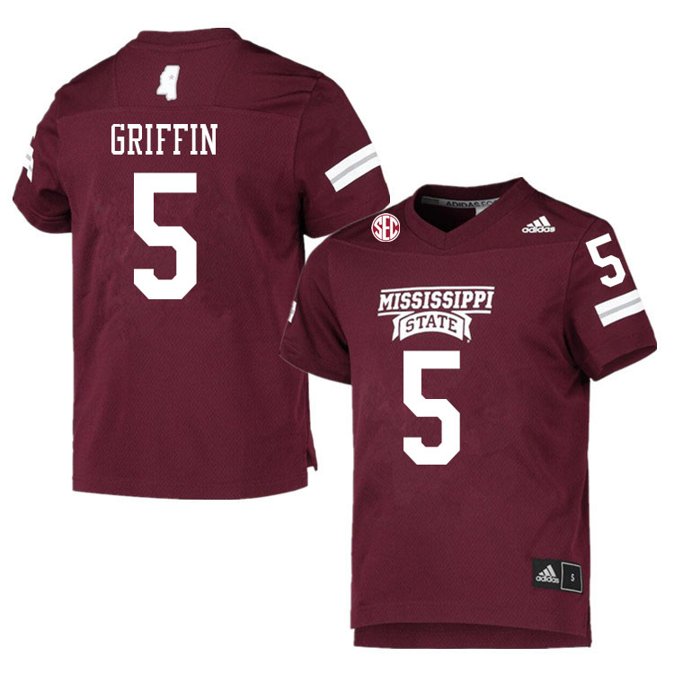 Men #5 Lideatrick Griffin Mississippi State Bulldogs College Football Jerseys Sale-Maroon